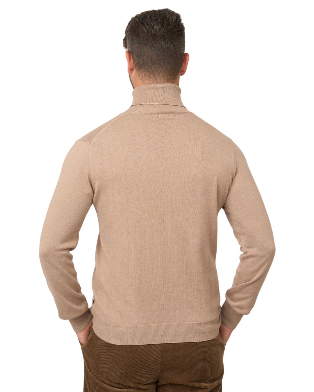 Gagliardi Jumpers Gagliardi Stone Cotton Cashmere Roll Neck Jumper