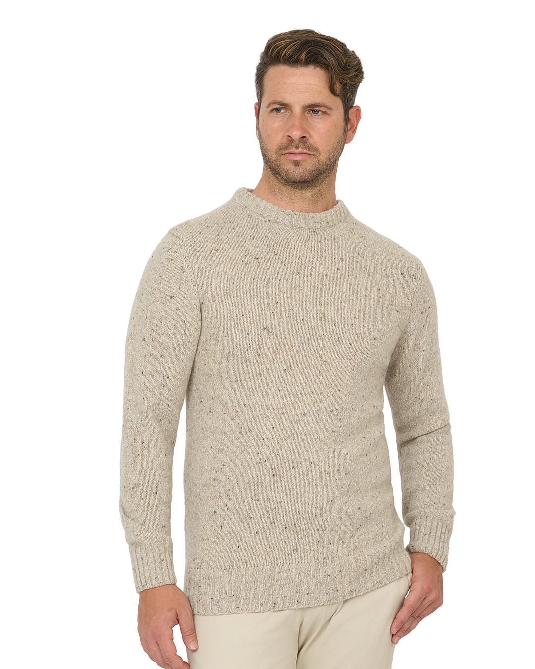 Gagliardi Jumpers Gagliardi Stone Jumper Crew Neck Wool Blend Donegal