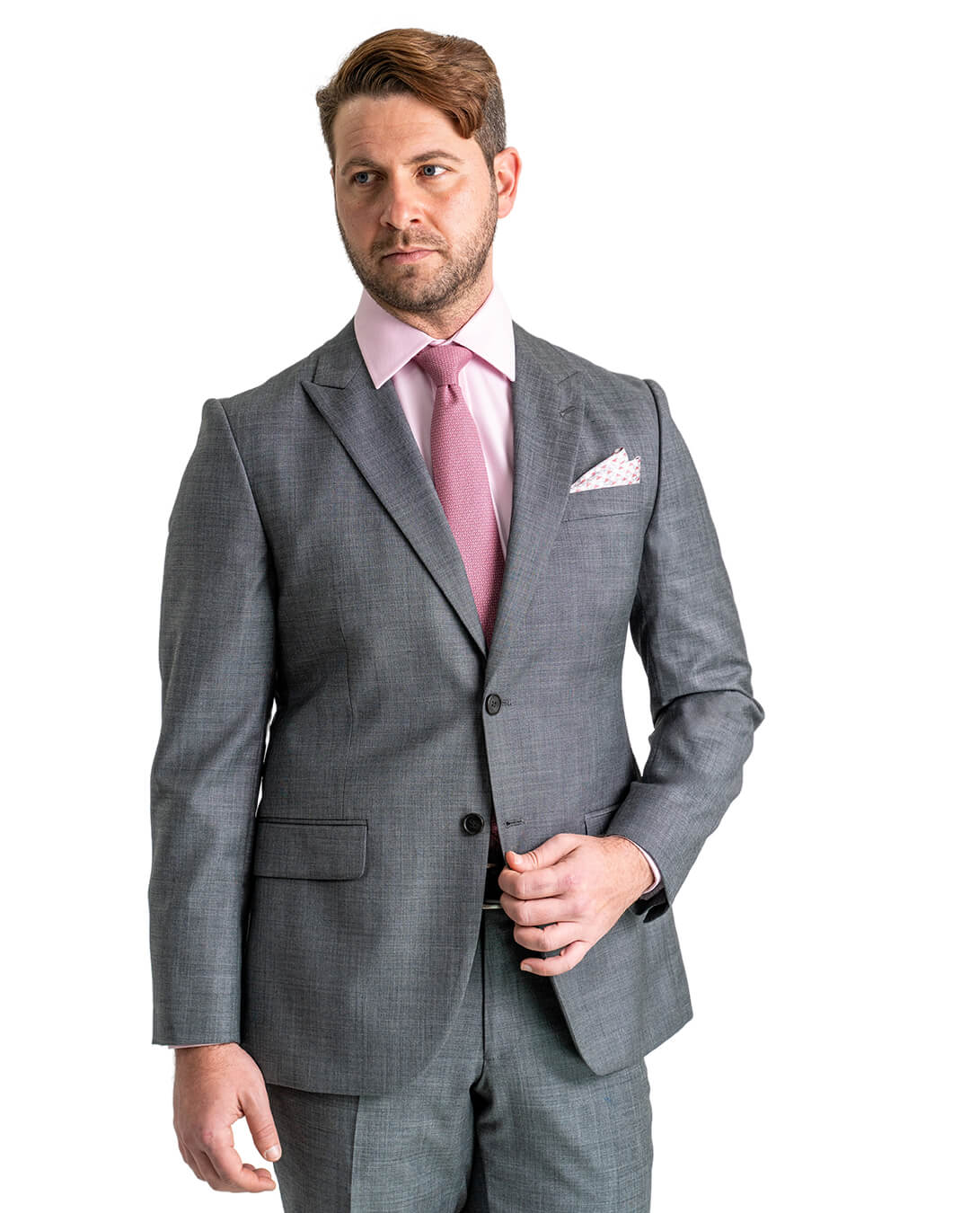 Gagliardi M&M Jackets Gagliardi Grey Super 100s Sharkskin Peak Lapel Suit Jacket