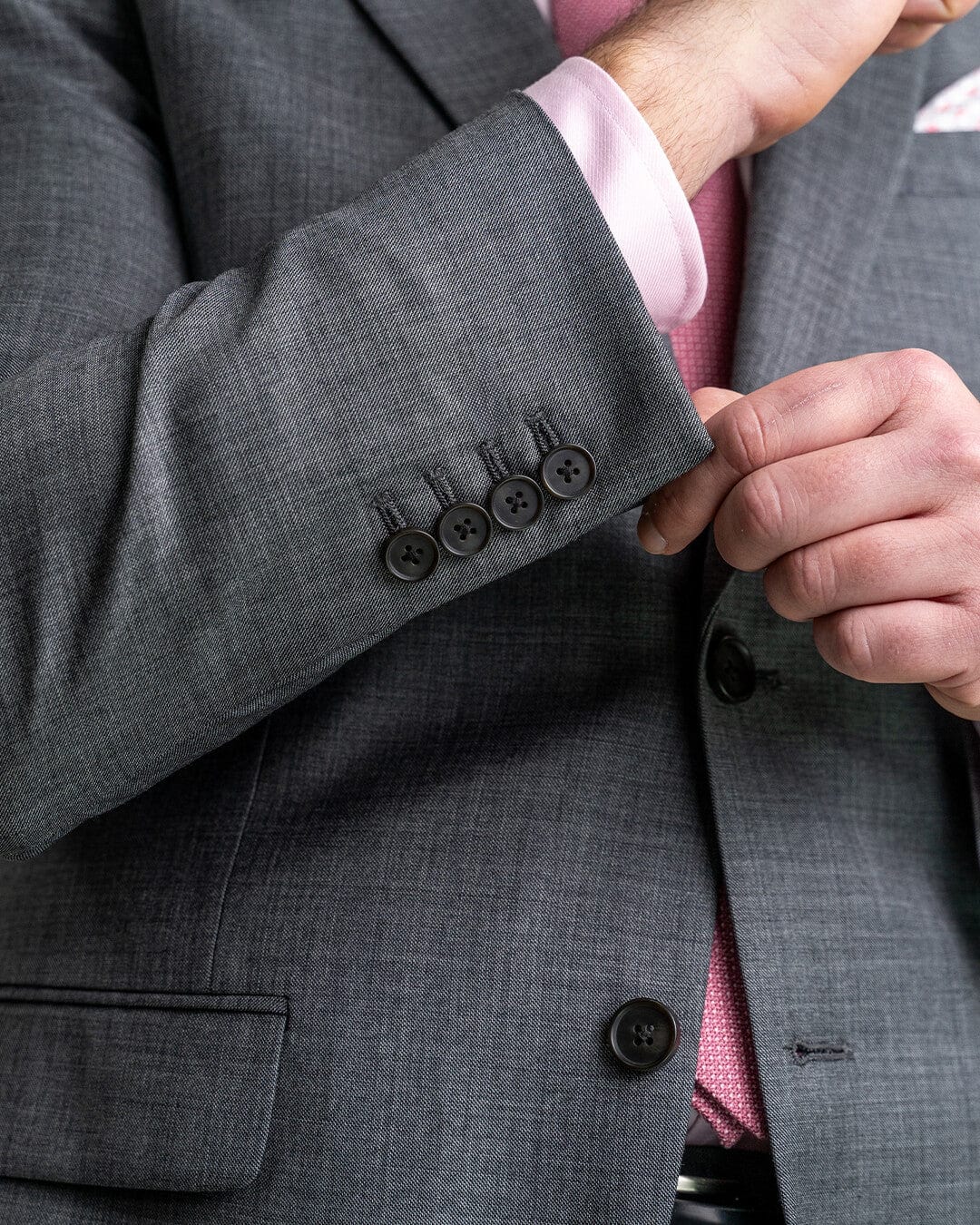 Gagliardi M&M Jackets Gagliardi Grey Super 100s Sharkskin Peak Lapel Suit Jacket