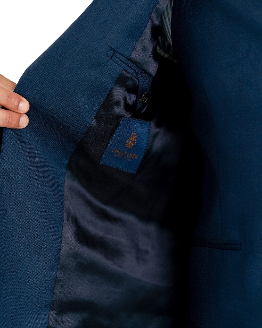 Gagliardi M&amp;M Jackets Gagliardi Lanificio F.lli Cerruti Blue Super 130s Sharkskin Suit Jacket