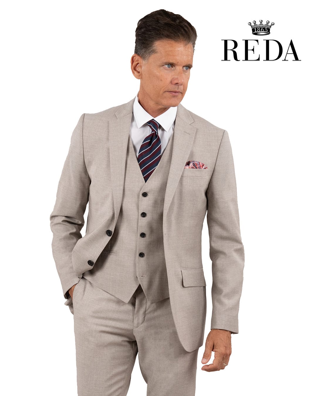 Gagliardi M&amp;M Jackets Gagliardi Reda Chambray Beige Suit Jacket