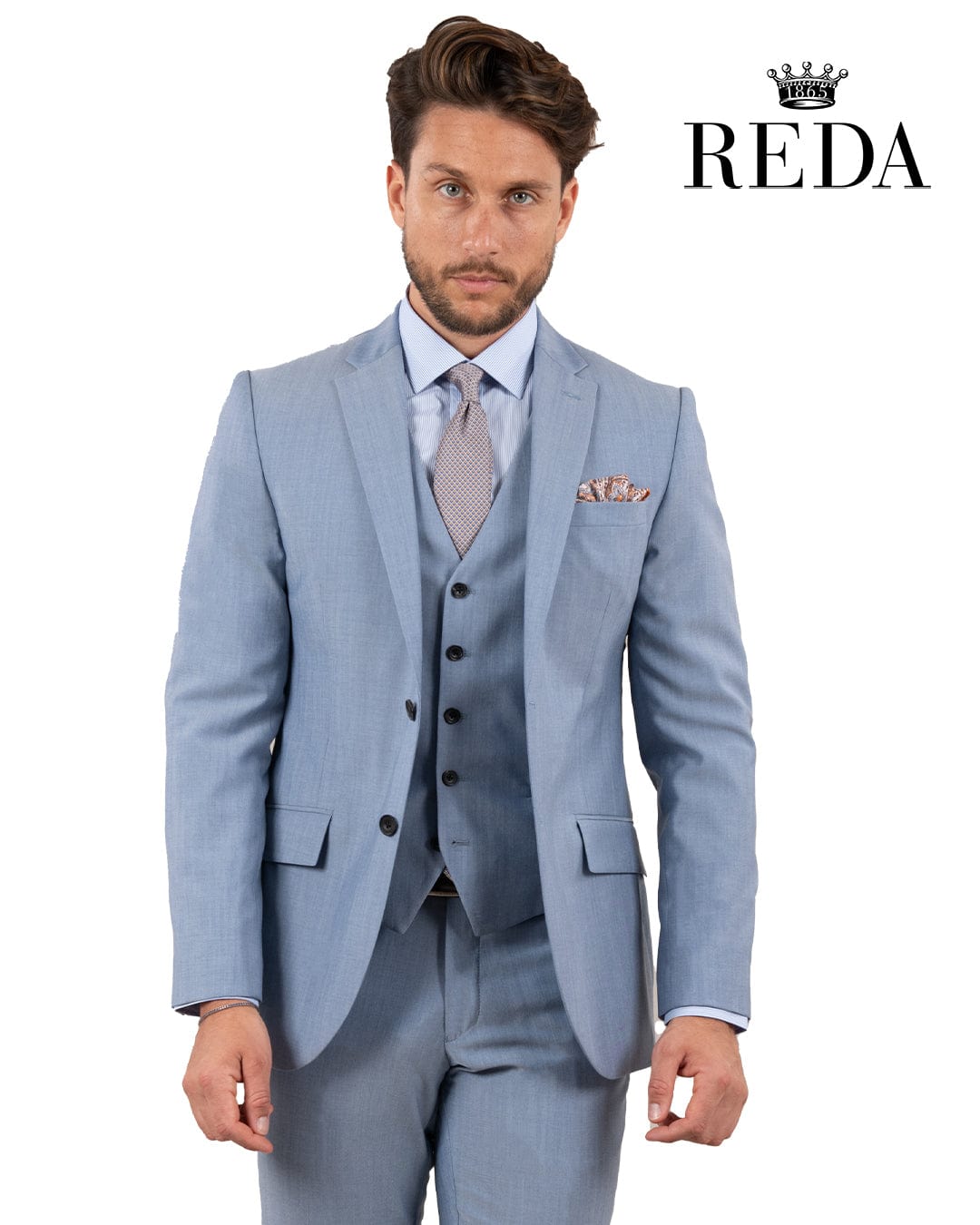 Gagliardi M&amp;M Jackets Gagliardi Reda Chambray Blue Suit Jacket