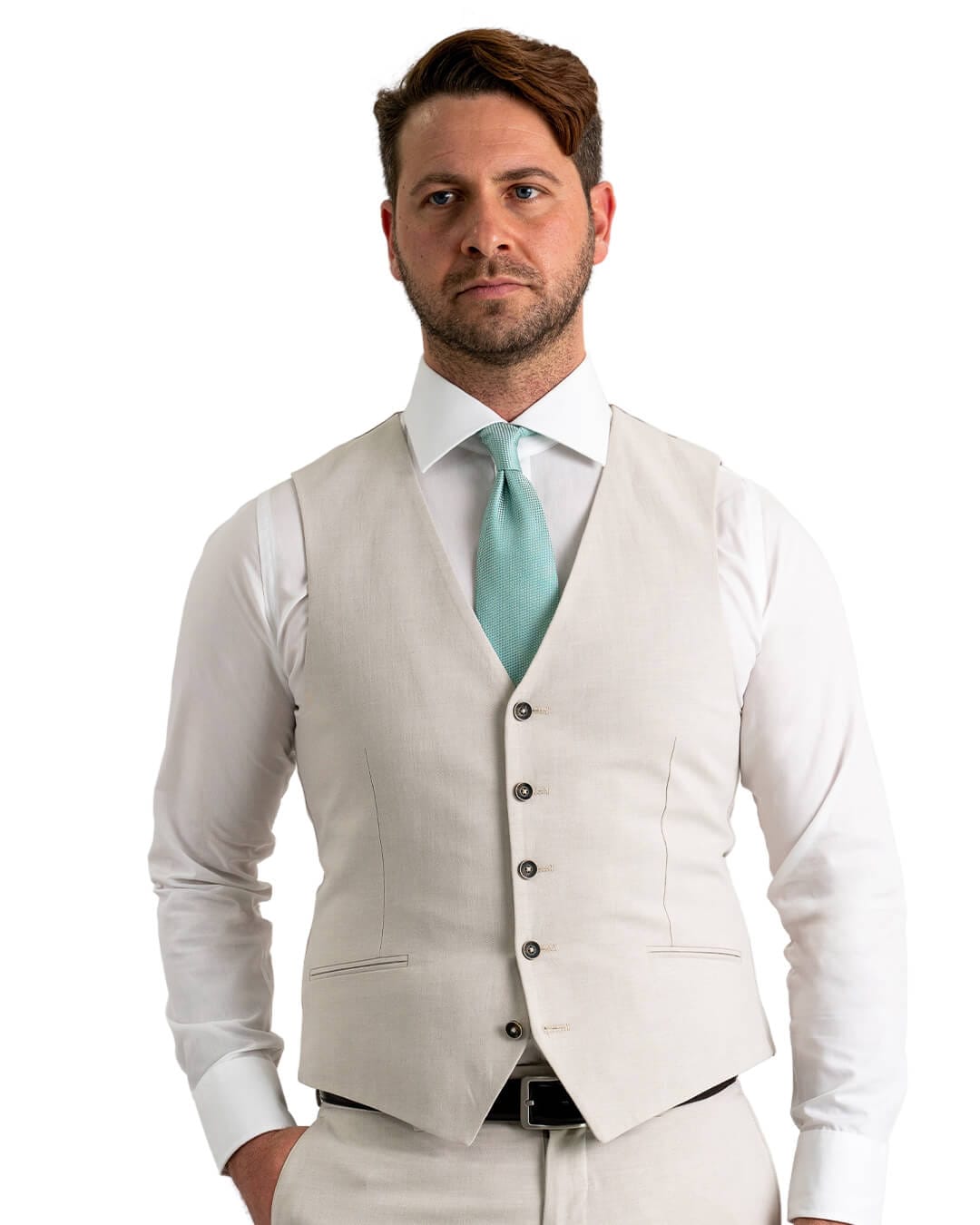 Gagliardi M&M Waistcoats Gagliardi Beige Waistcoat Mixer Italian Cotton Linen
