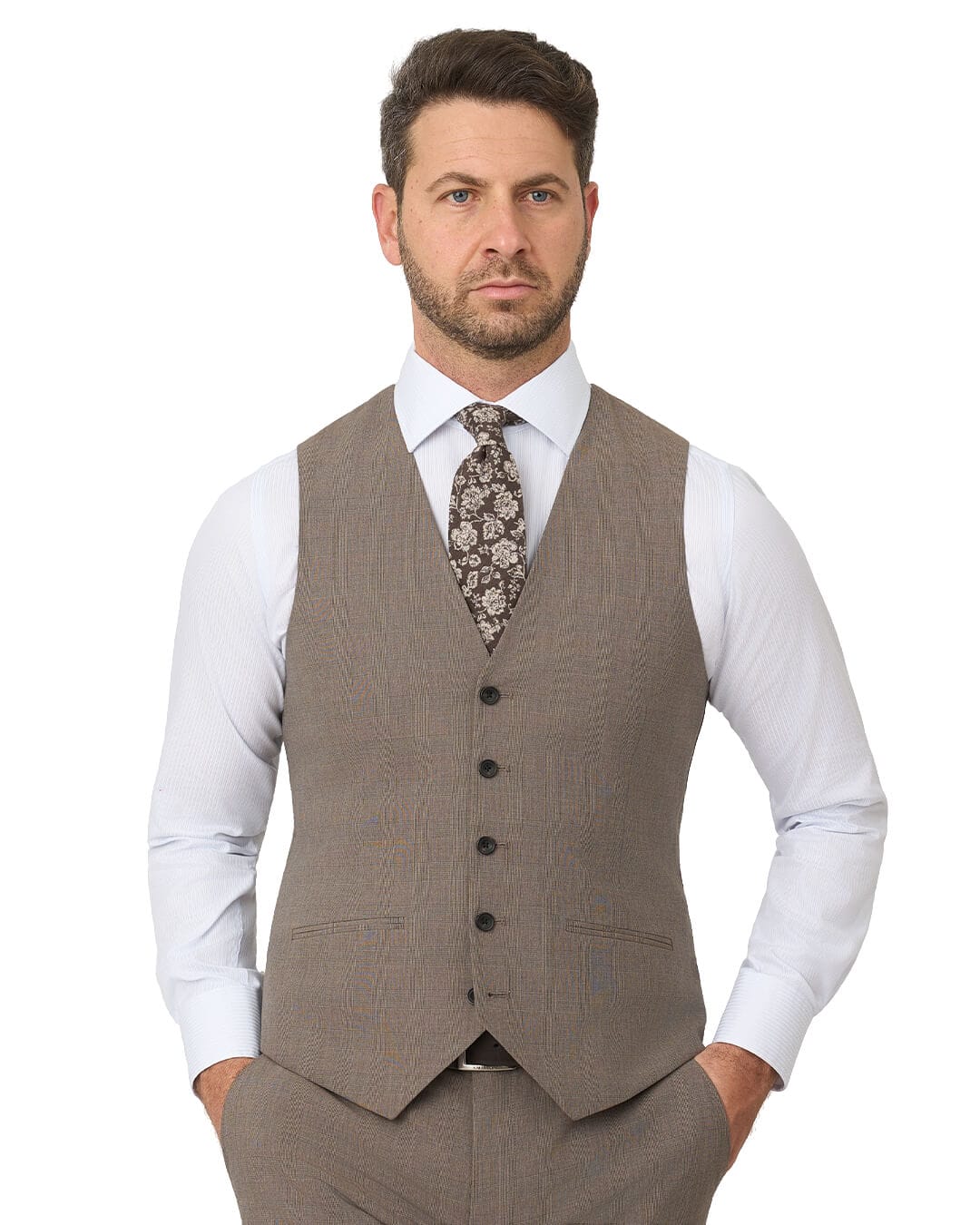 Gagliardi M&M Waistcoats Gagliardi Brown Waistcoat Machine Washable Check