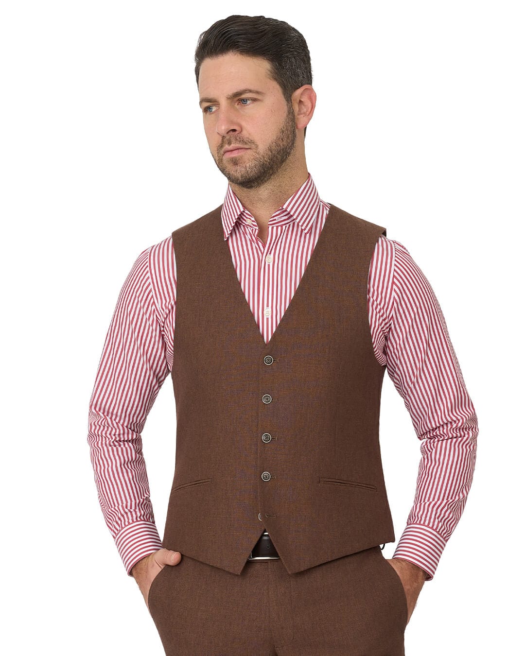 Gagliardi M&M Waistcoats Gagliardi Brown Waistcoat Mixer Linen Cotton