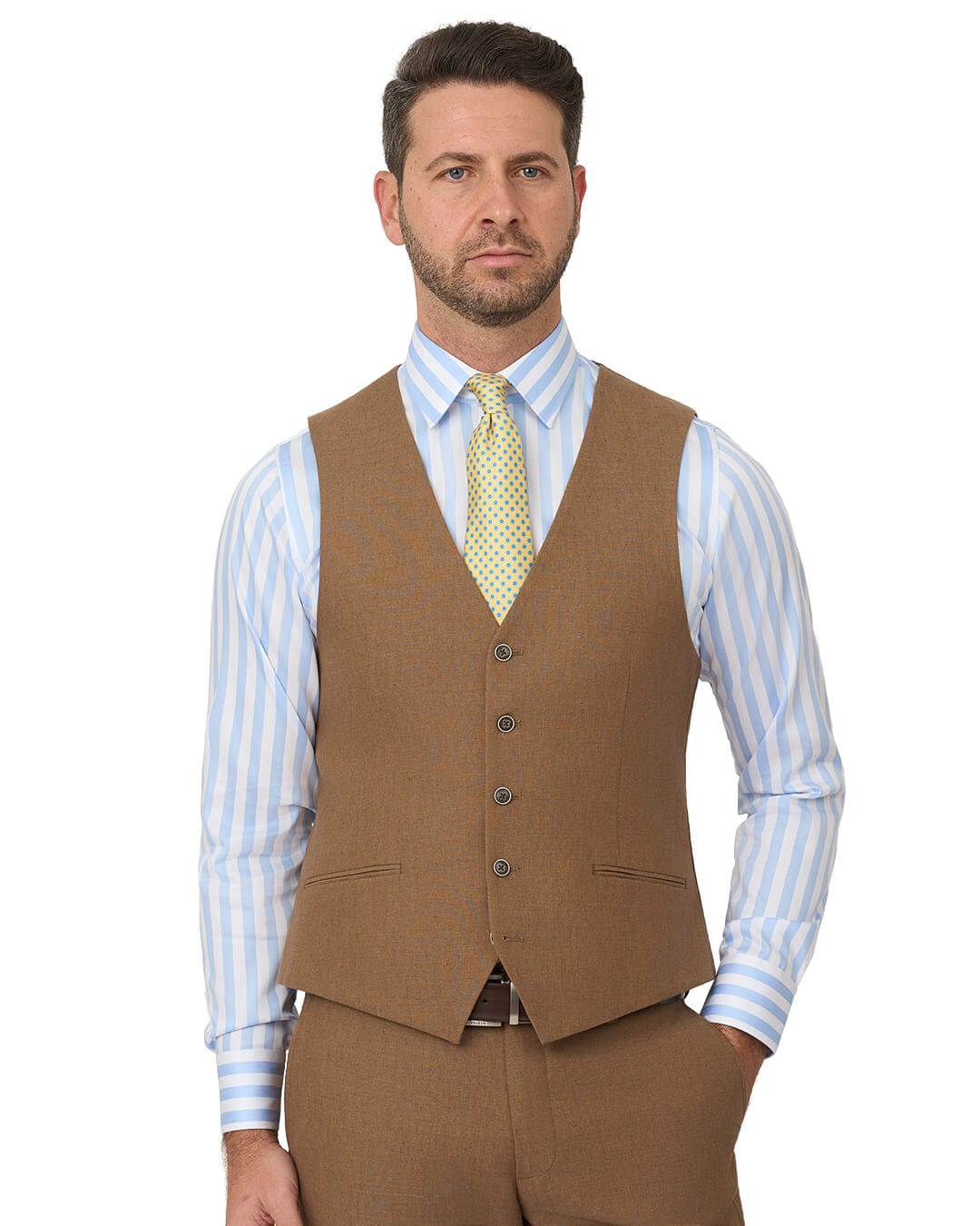 Gagliardi M&M Waistcoats Gagliardi Camel Waistcoat Mixer Linen Cotton