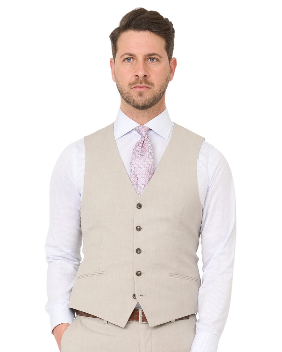 Gagliardi M&M Waistcoats Gagliardi Stone Sharkskin Machine Washable Waistcoat