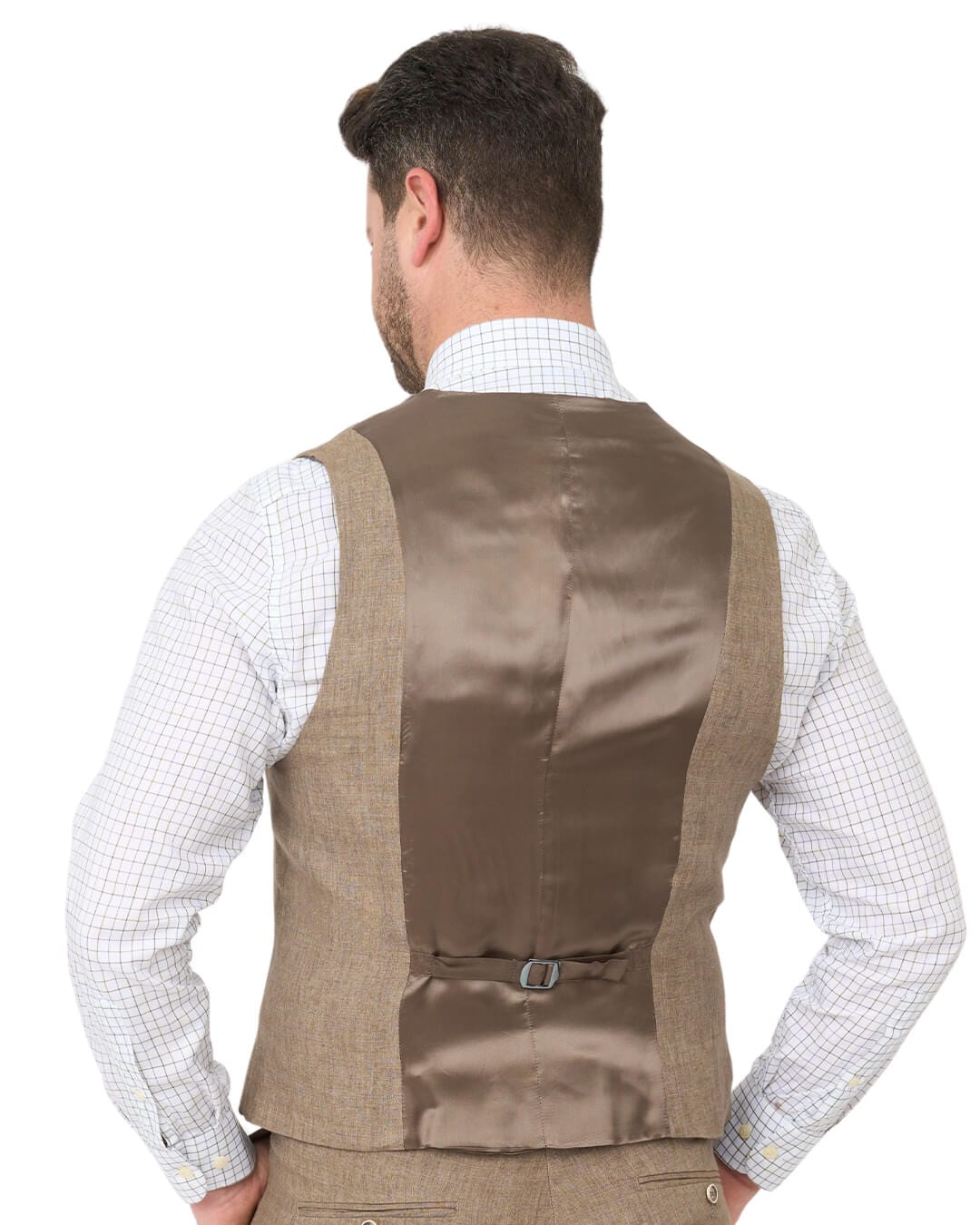Gagliardi M&amp;M Waistcoats Gagliardi Taupe Italian Delave Linen Waistcoat