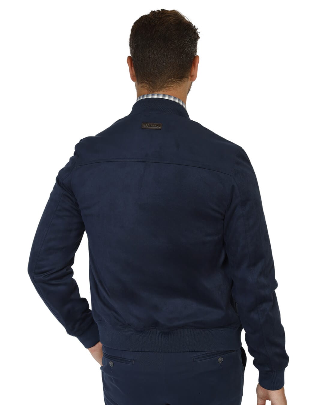 Gagliardi Outerwear Gagliardi Navy Faux Suede Bomber Jacket