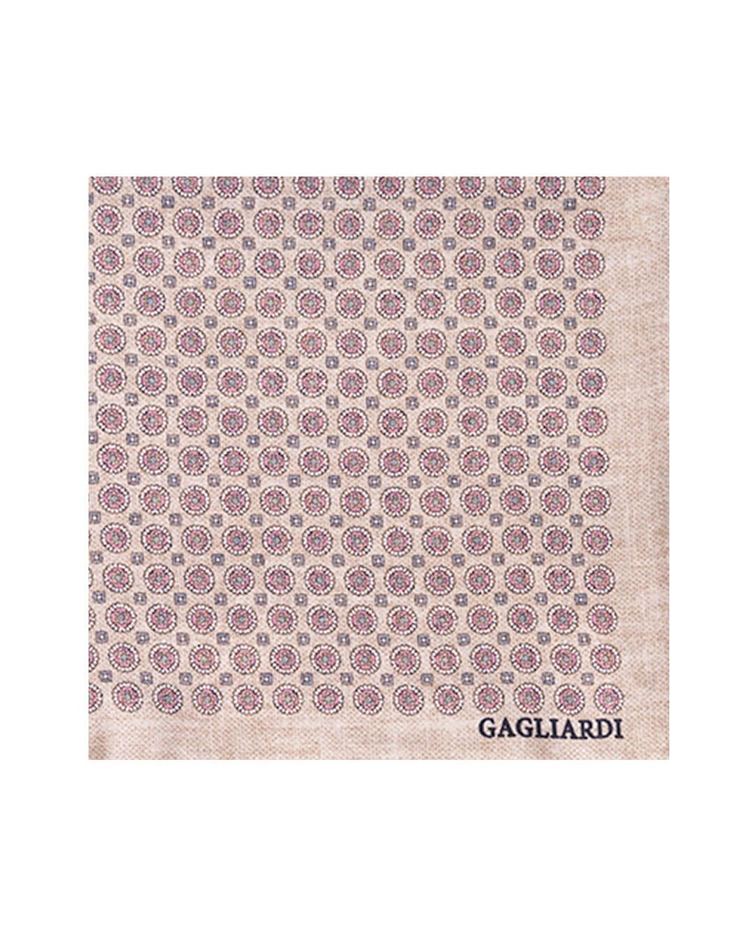 Gagliardi Pocket Squares One Size Gagliardi Beige Medallions Italian Silk Pocket Square