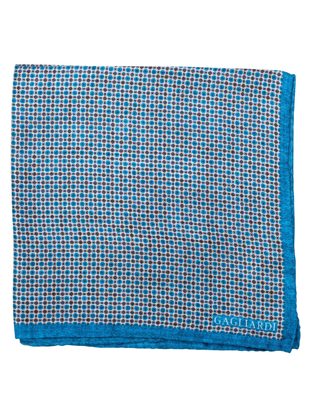 Gagliardi Pocket Squares ONE Gagliardi Blue Discs Print Italian Silk Pocket Square