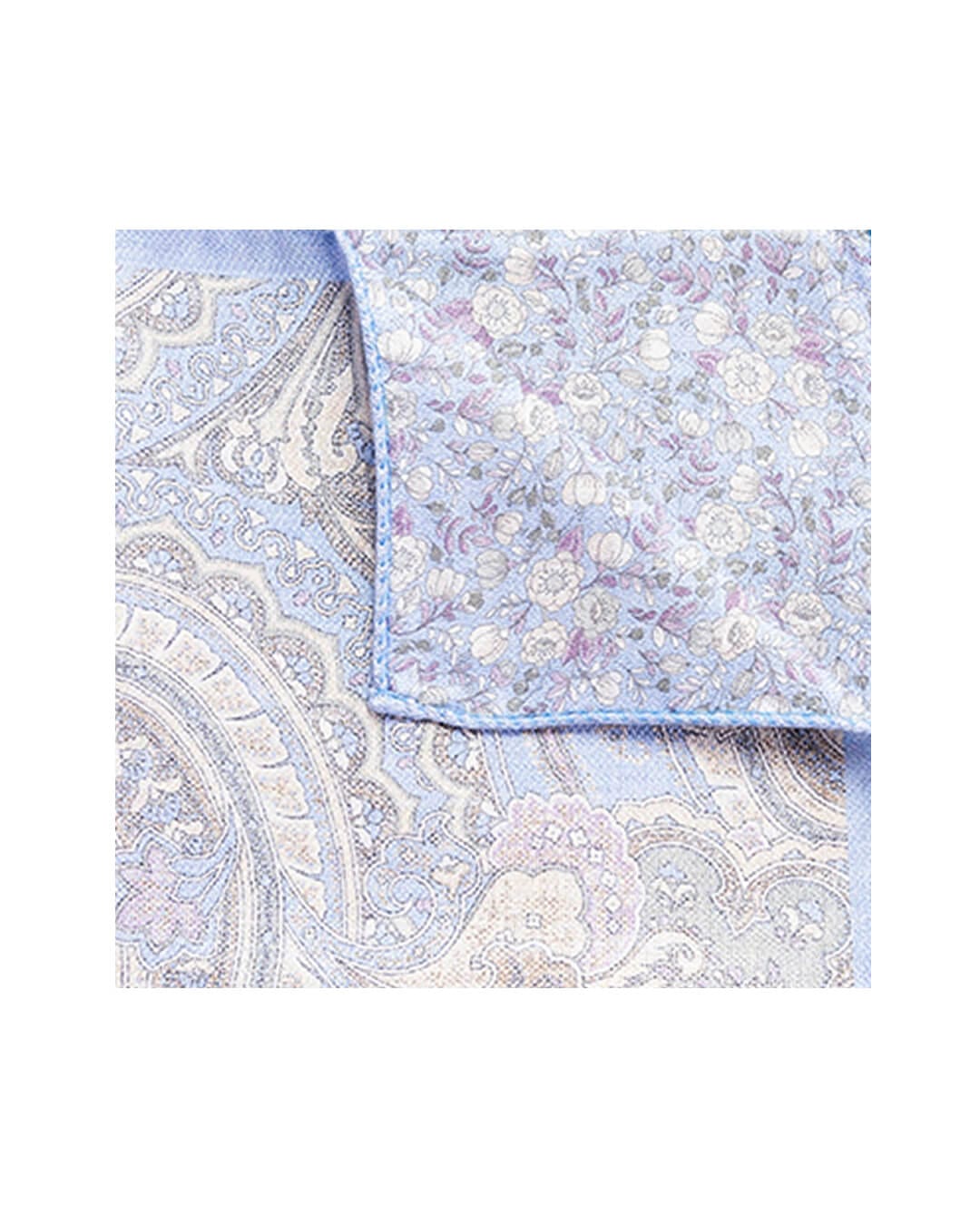 Gagliardi Pocket Squares One Size Gagliardi Blue Floral & Paisley Reversible Italian Silk Pocket Square