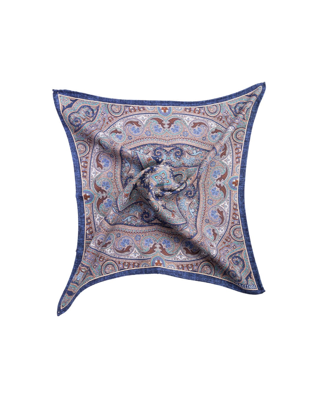 Gagliardi Pocket Squares ONE Gagliardi Blue Paisley Italian Silk Pocket Square