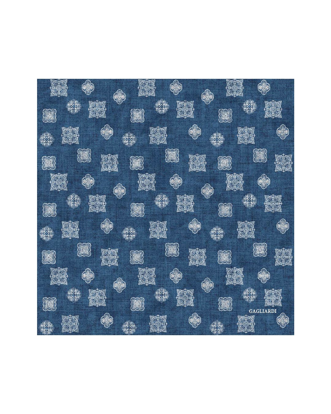Gagliardi Pocket Squares One Size Gagliardi Blue Pocket Square Italian Silk Twill Medallions