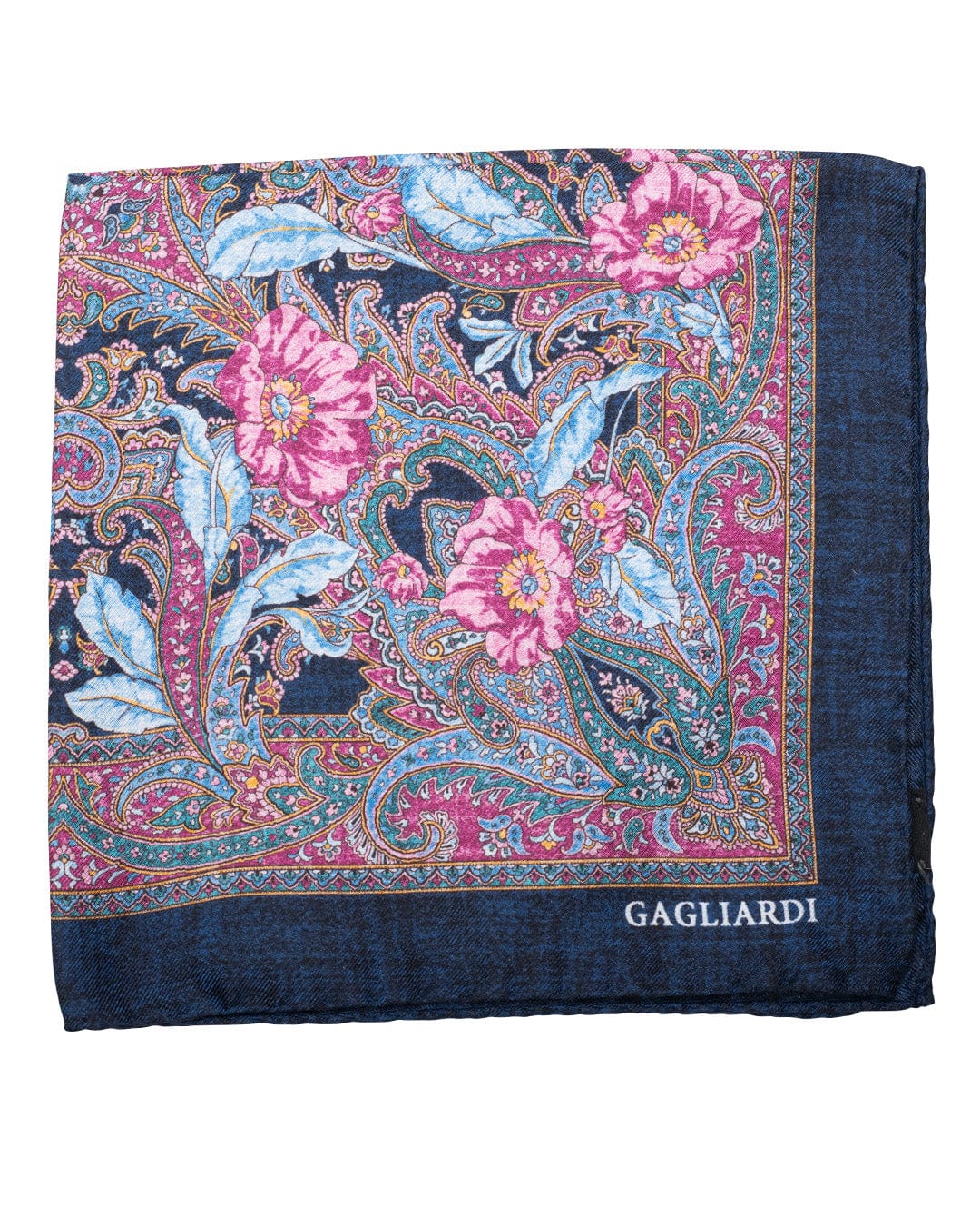 Gagliardi Pocket Squares ONE Gagliardi Blue Rich Floral Print Italian Silk Pocket Square