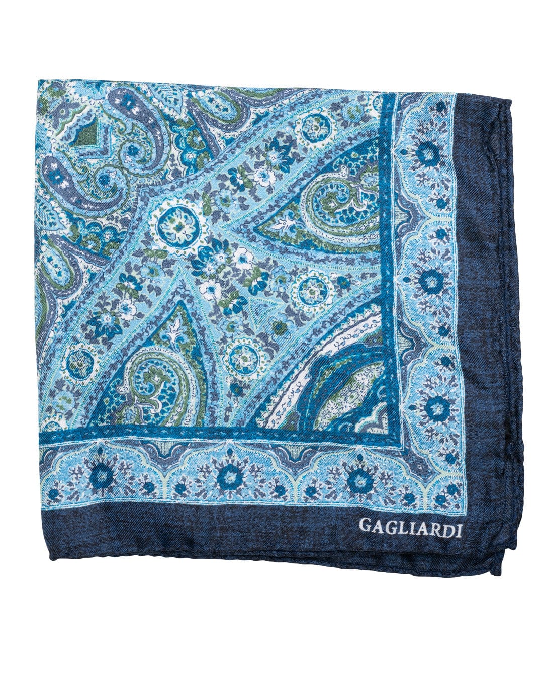 Gagliardi Pocket Squares ONE Gagliardi Blue Rich Paisley Print Italian Silk Pocket Square