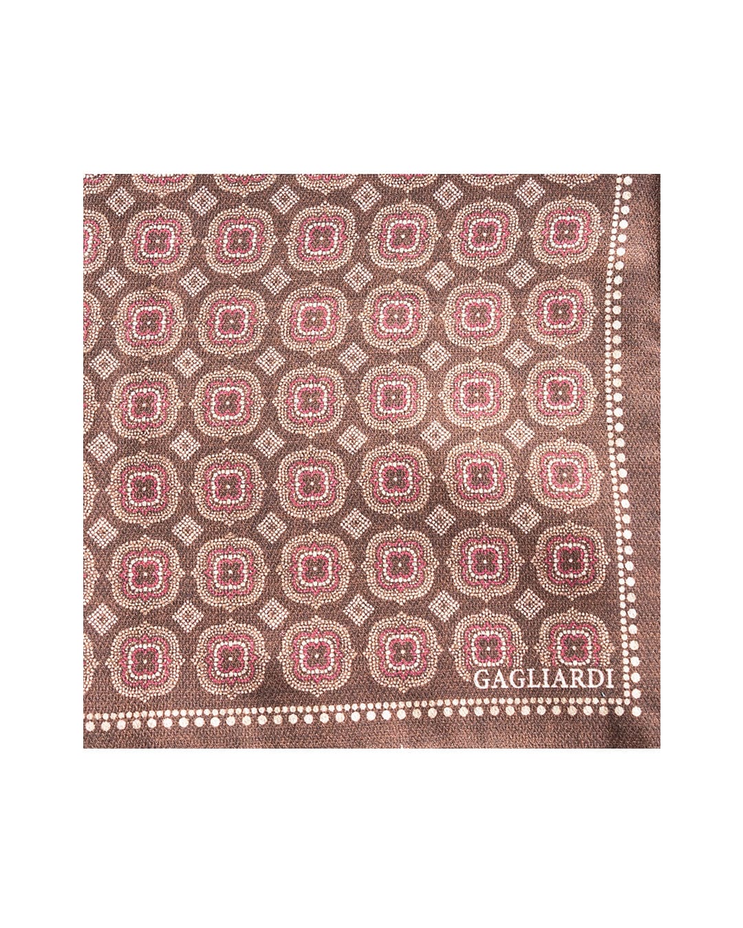 Gagliardi Pocket Squares ONE Gagliardi Brown Geo & Dots Reversible Italian Silk Pocket Square