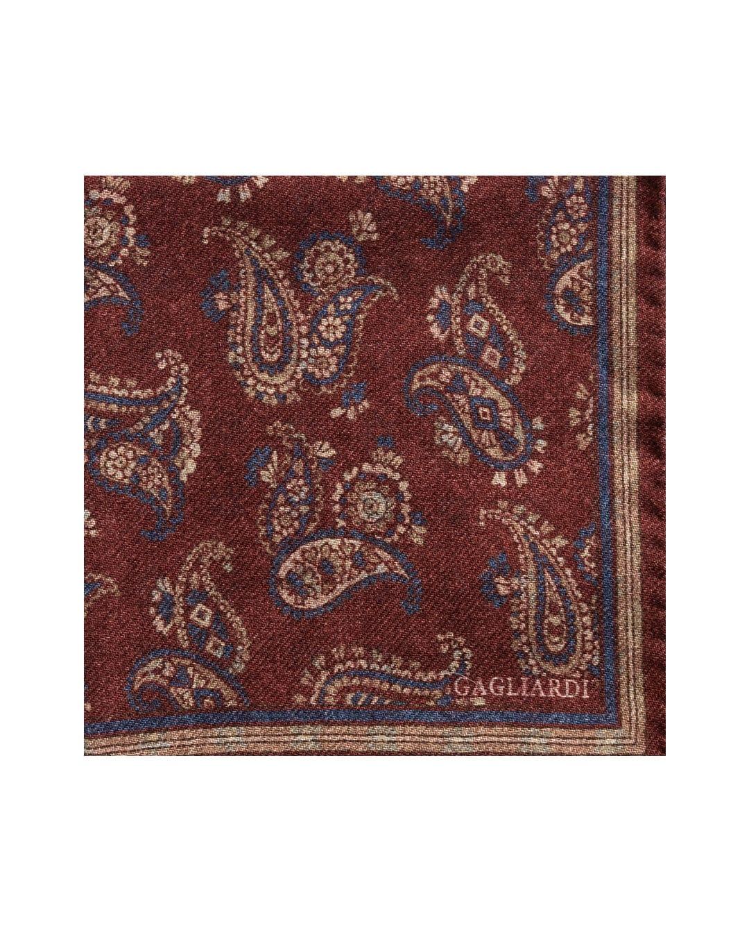 Gagliardi Pocket Squares ONE Gagliardi Burgundy Paisley &amp; Floral Reversible Italian Wool Pocket Square