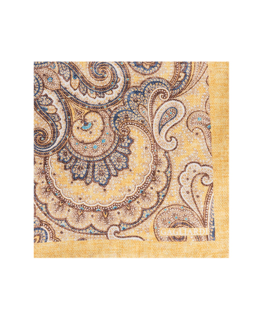 Gagliardi Pocket Squares One Size Gagliardi Gold Arabesque Floral Italian Silk Double Sided Pocket Square