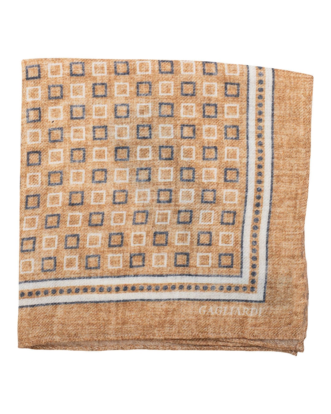 Gagliardi Pocket Squares ONE Gagliardi Gold Squares Print Italian Wool Flannel Pocket Square