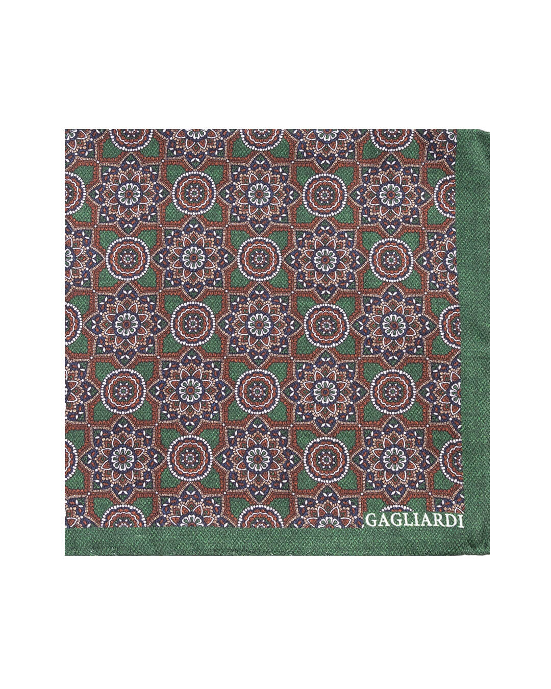 Gagliardi Pocket Squares ONE Gagliardi Green Tile Print Italian Silk Pocket Square