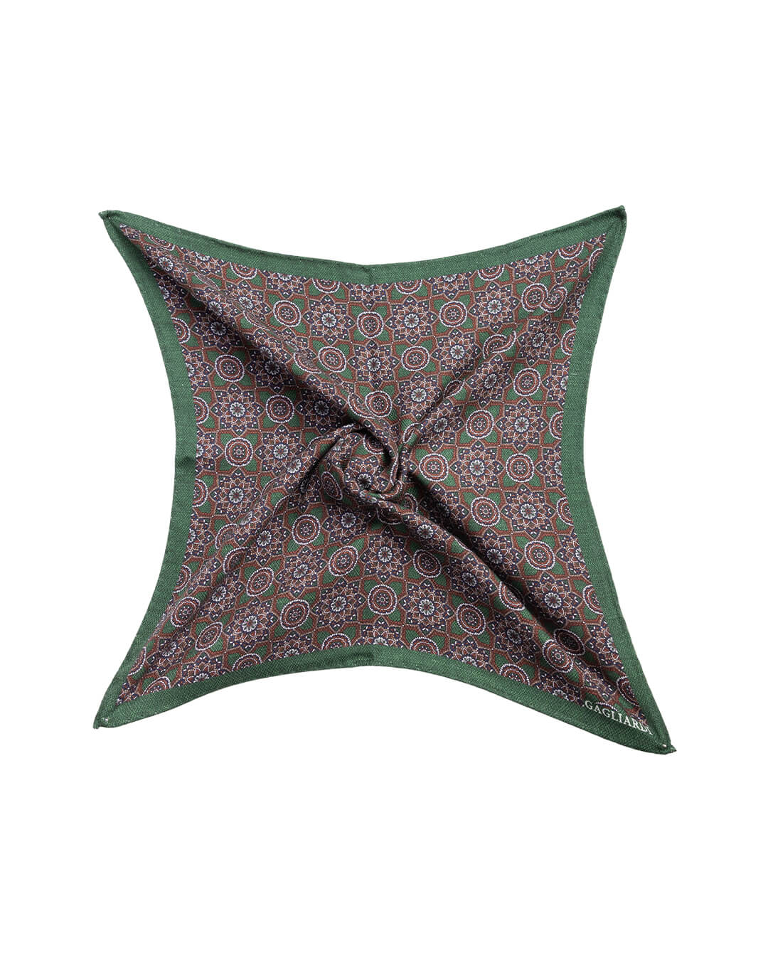 Gagliardi Pocket Squares ONE Gagliardi Green Tile Print Italian Silk Pocket Square