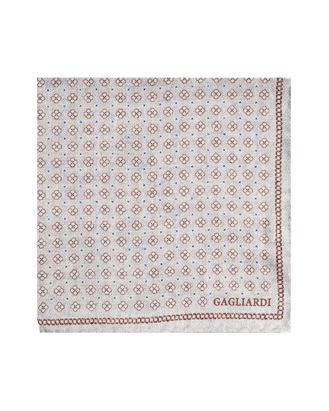 Gagliardi Pocket Squares One Size Gagliardi Grey Small Floral Italian Silk Double Sided Pocket Square