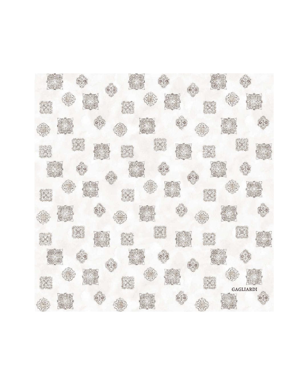 Gagliardi Pocket Squares One Size Gagliardi Ivory Pocket Square Italian Silk Twill Medallions