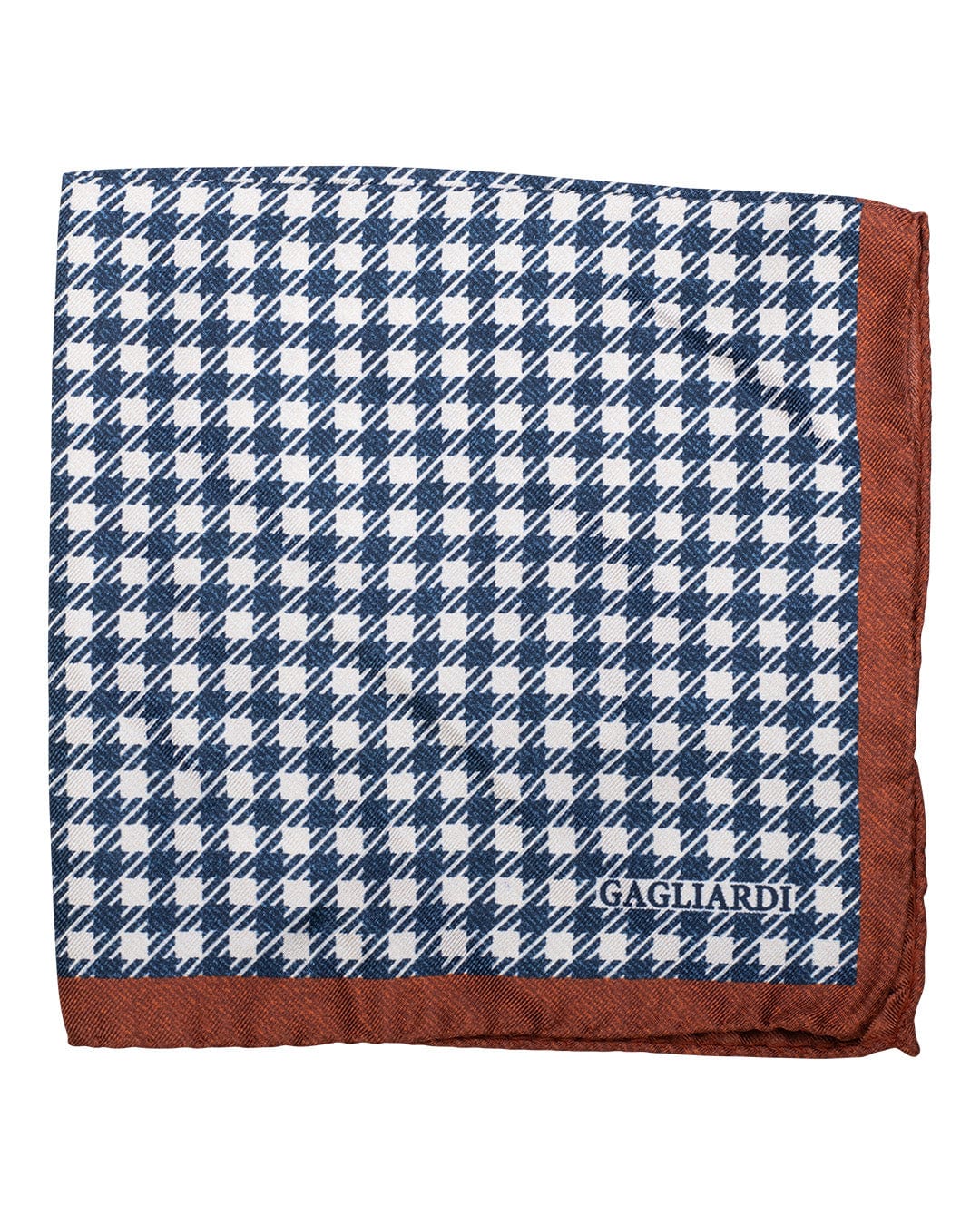 Gagliardi Pocket Squares ONE Gagliardi Navy Houndstooth Print Italian Silk Pocket Square