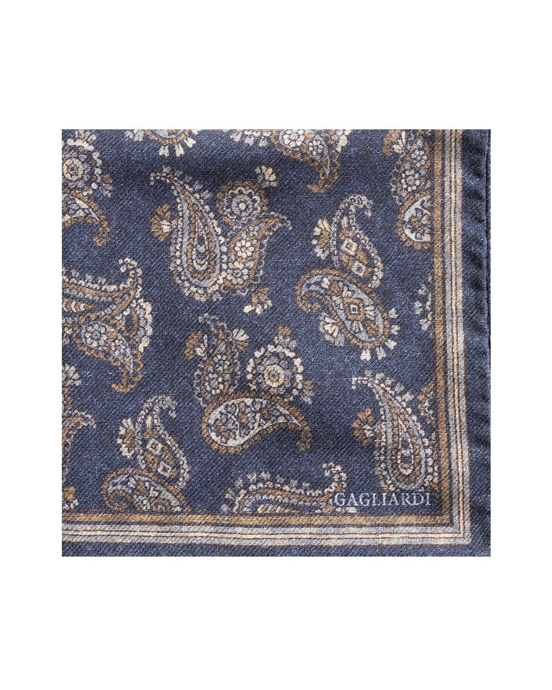 Gagliardi Pocket Squares ONE Gagliardi Navy Paisley &amp; Floral Reversible Italian Wool Pocket Square