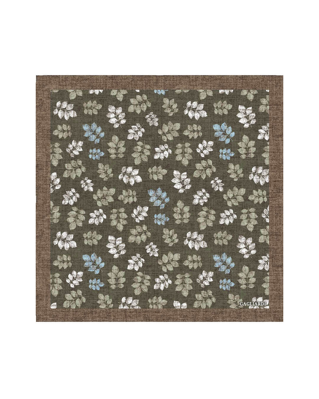 Gagliardi Pocket Squares ONE Gagliardi Olive Leaves Printed Italian Wool Flannel Pocket Square