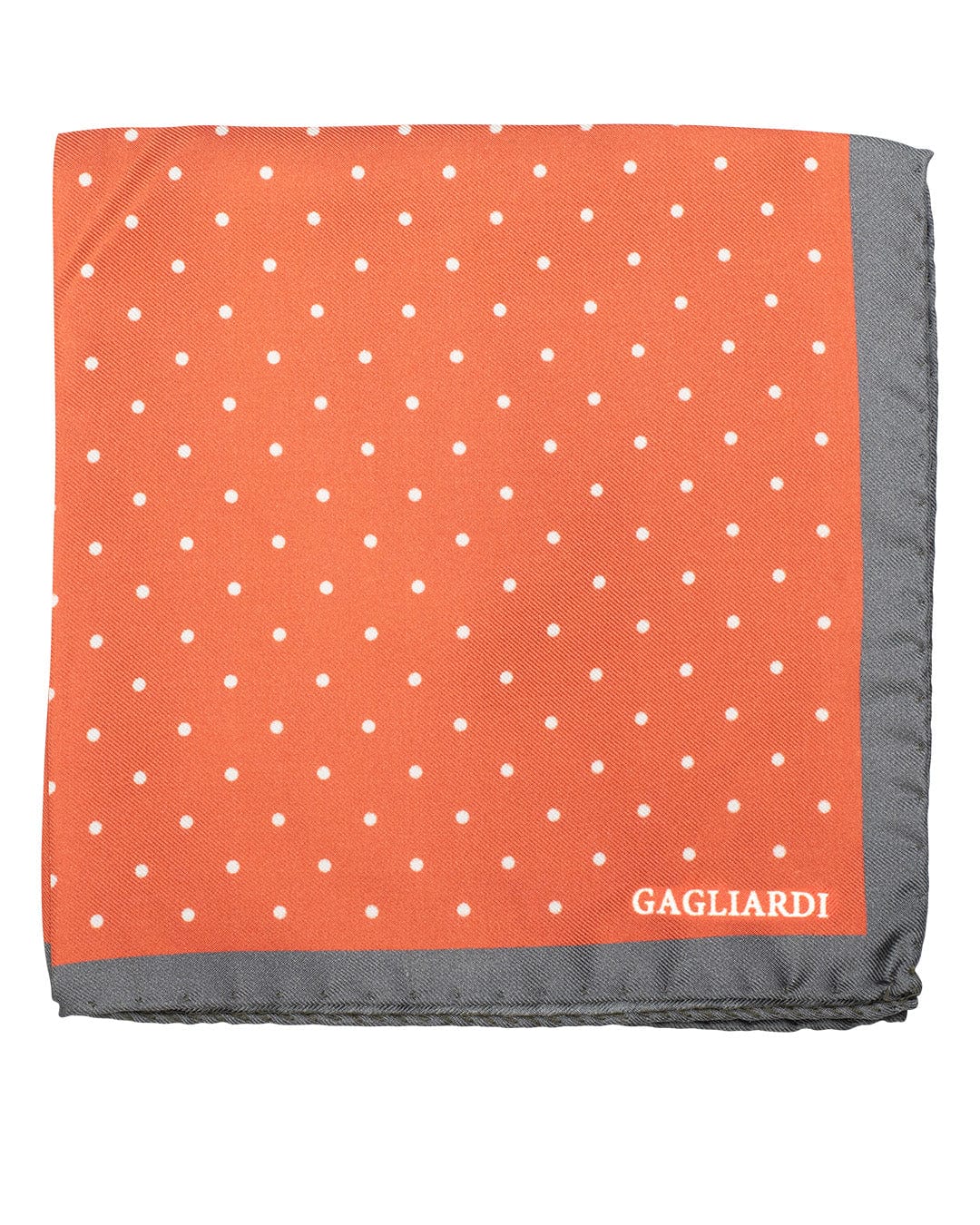 Gagliardi Pocket Squares ONE Gagliardi Orange Polka Dot Print Italian Silk Pocket Square
