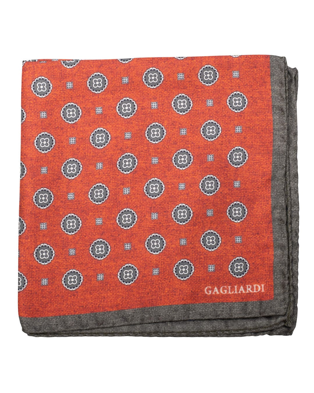 Gagliardi Pocket Squares ONE Gagliardi Orange Roundels Print Italian Silk Pocket Square