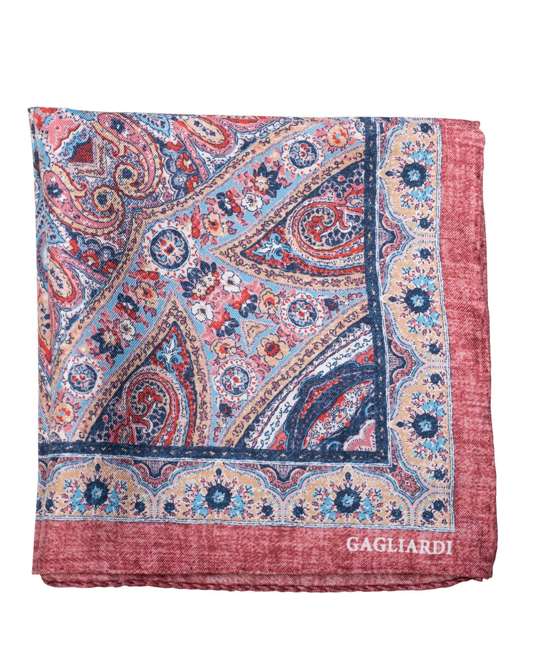 Gagliardi Pocket Squares ONE Gagliardi Pink Rich Paisley Print Italian Silk Pocket Square