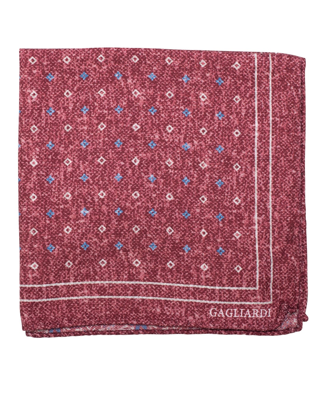 Gagliardi Pocket Squares ONE Gagliardi Red Diamonds & Floral Print Italian Silk Double Sided Pocket Square