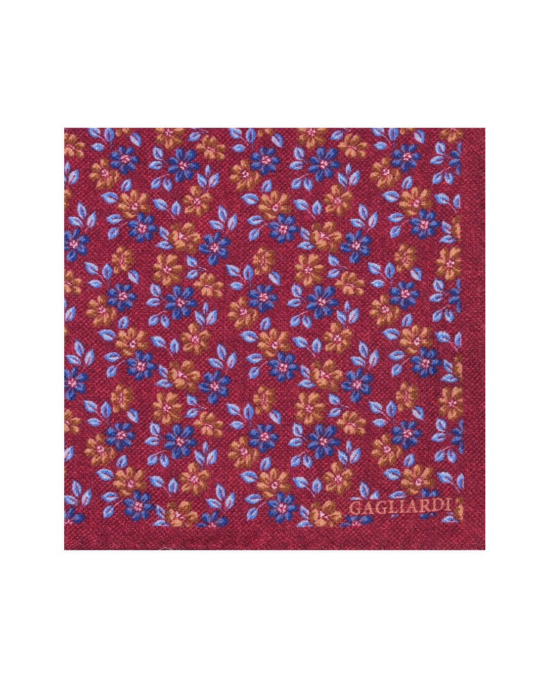 Gagliardi Pocket Squares ONE Gagliardi Red Floral Print Italian Wool Flannel Pocket Square