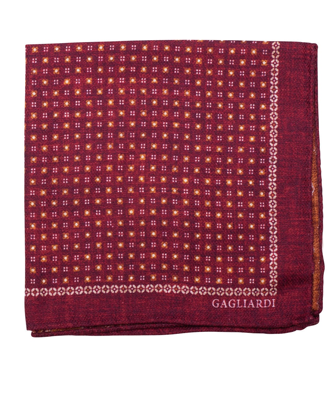 Gagliardi Pocket Squares ONE Gagliardi Red Floral & Rosette Print Italian Silk Double Sided Pocket Square