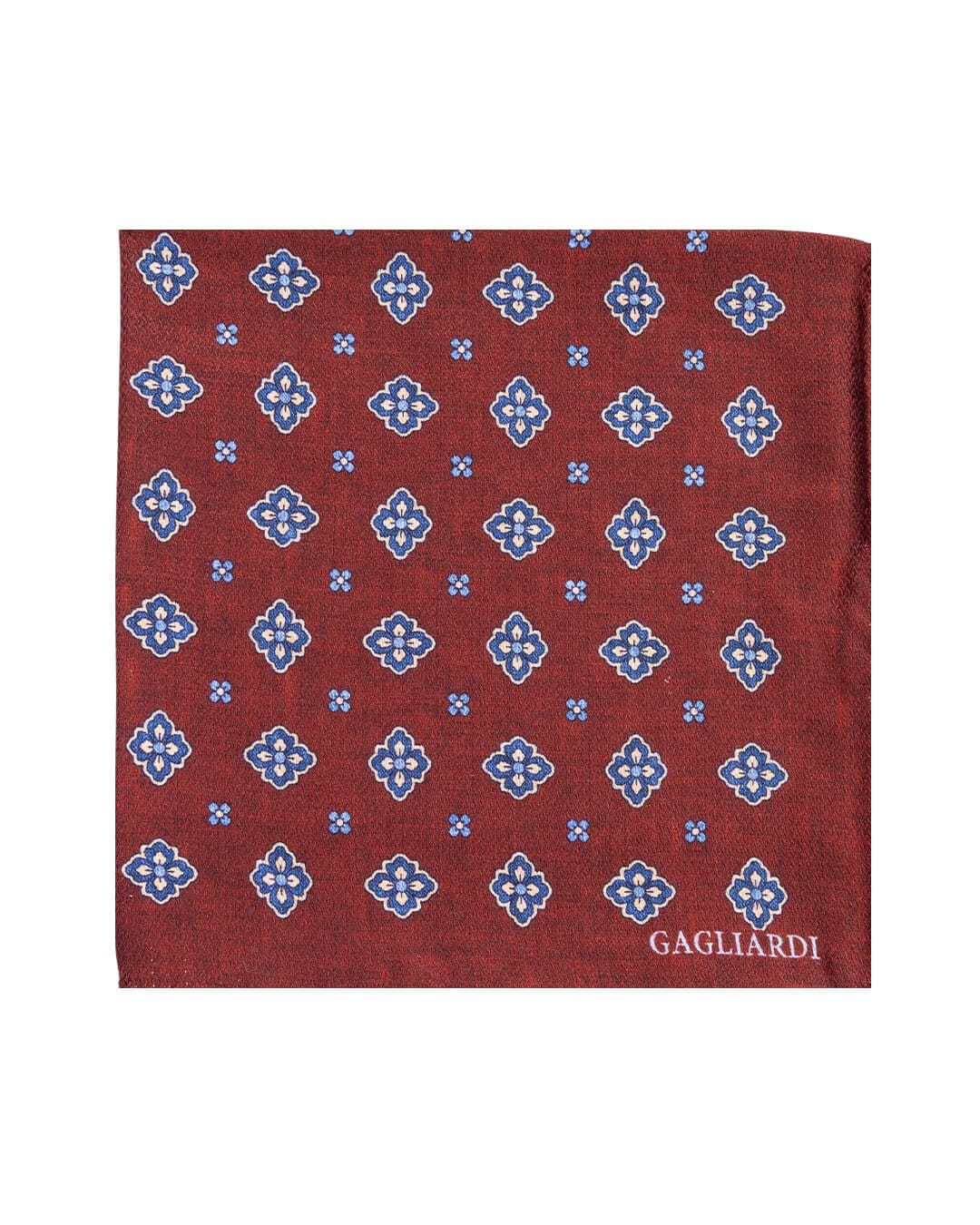 Gagliardi Pocket Squares ONE Gagliardi Rust Motif Print Italian Silk Pocket Square