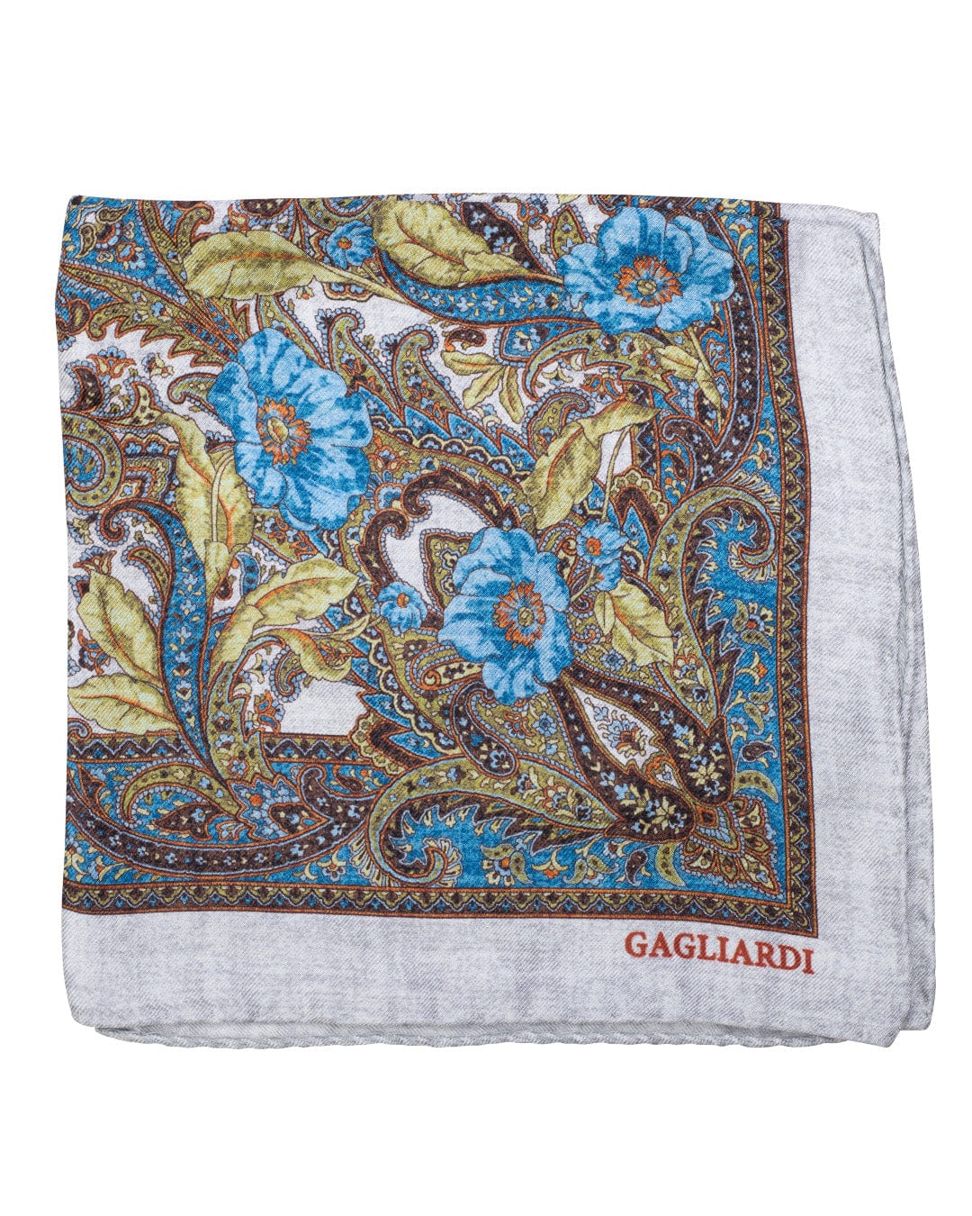 Gagliardi Pocket Squares ONE Gagliardi Silver Rich Floral Print Italian Silk Pocket Square