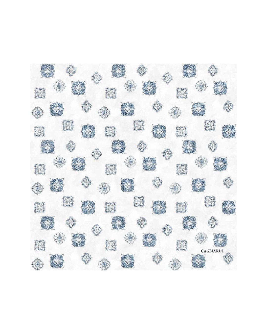 Gagliardi Pocket Squares One Size Gagliardi White Pocket Square Italian Silk Twill Medallions