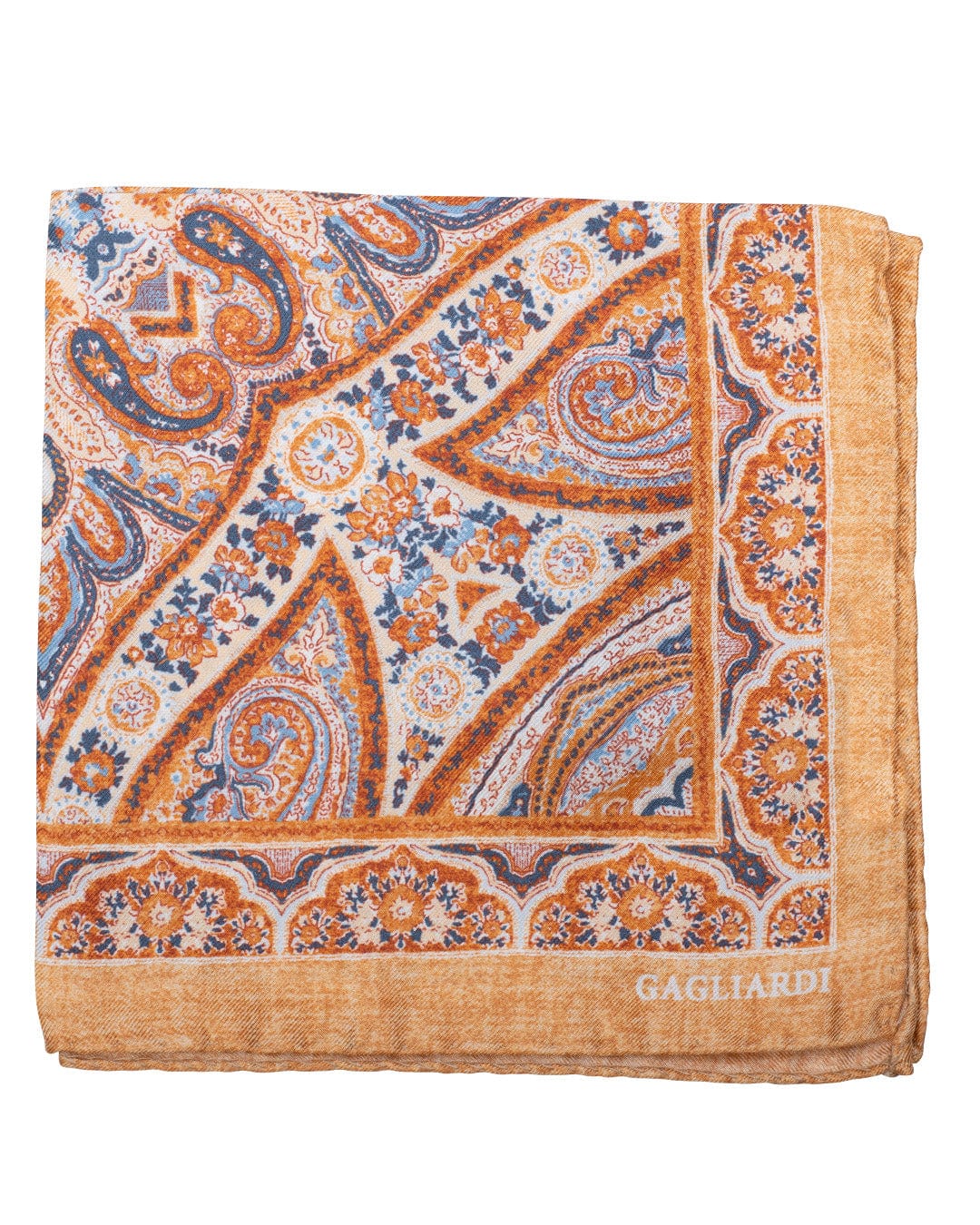 Gagliardi Pocket Squares ONE Gagliardi Yellow Rich Paisley Print Italian Silk Pocket Square