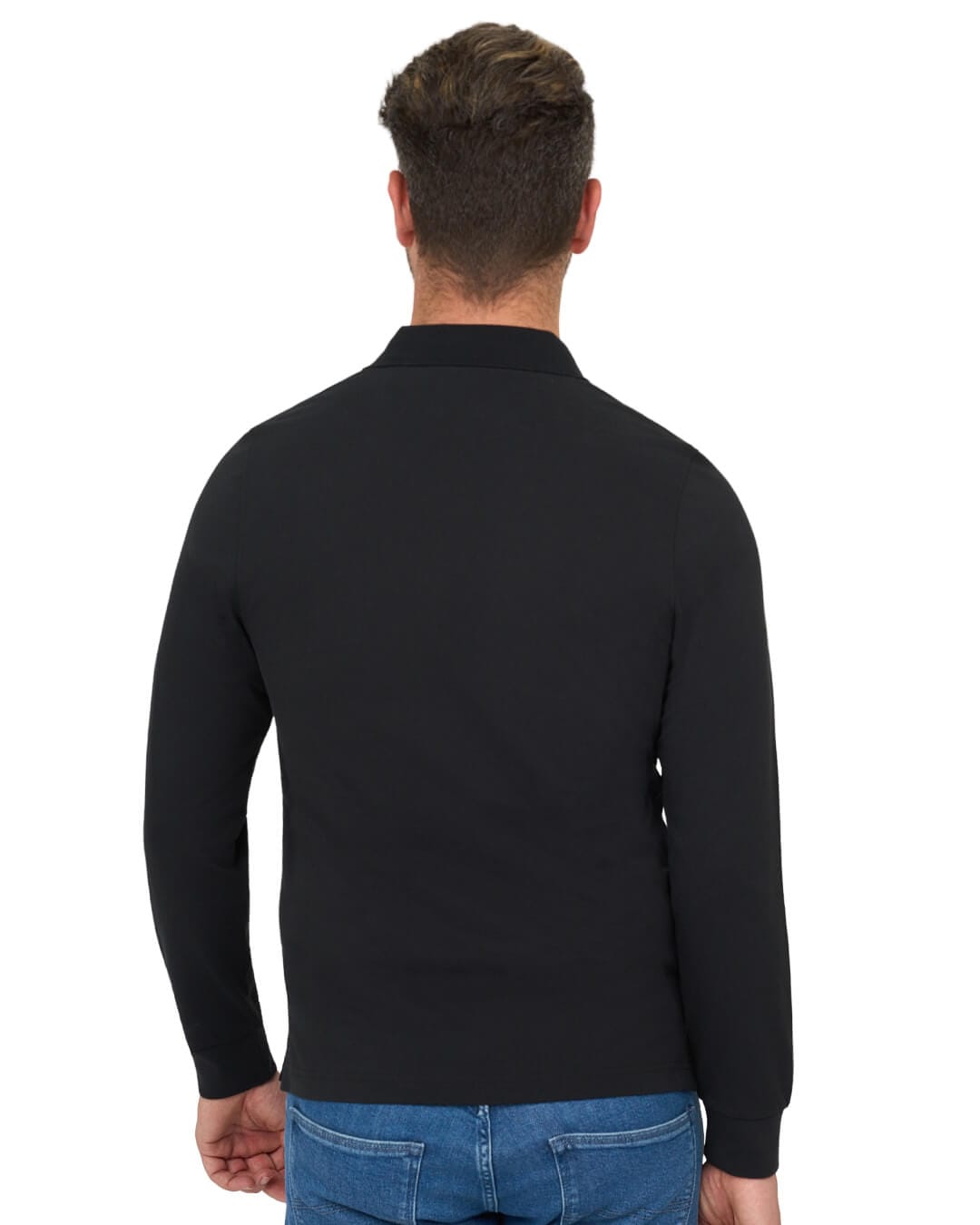 Gagliardi Polo Shirts Gagliardi Black Long Sleeve Pique Polo Shirt