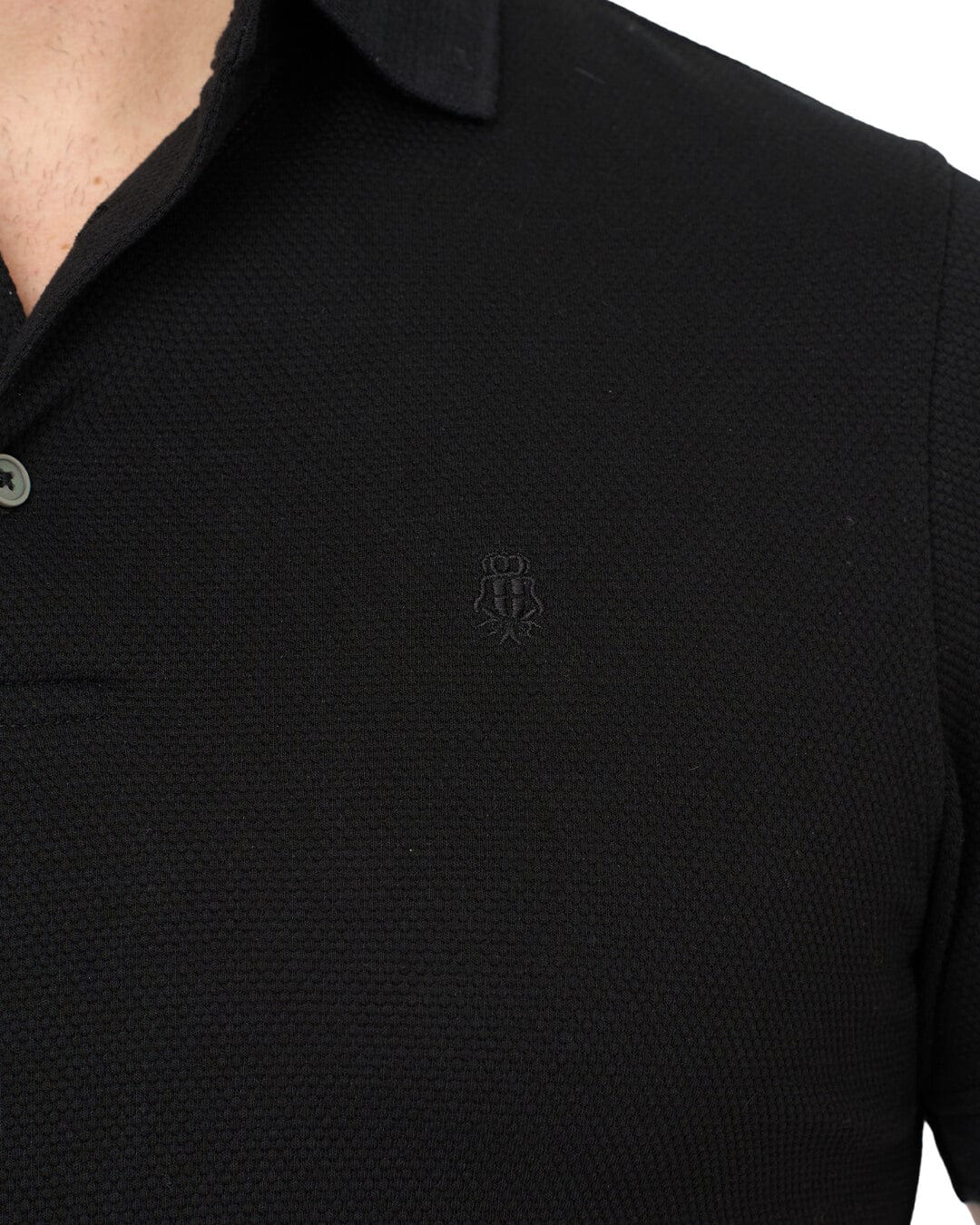 Gagliardi Polo Shirts Gagliardi Black Popcorn Texture Polo Shirt