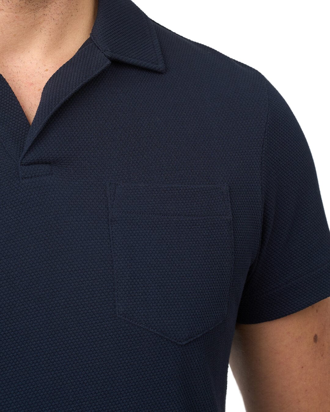 Gagliardi Polo Shirts Gagliardi Navy Polo Shirt Resort Collar Popcorn