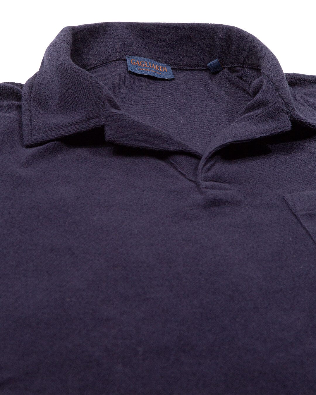 Gagliardi Polo Shirts Gagliardi Navy Terry Toweling Resort Collar Polo Shirt