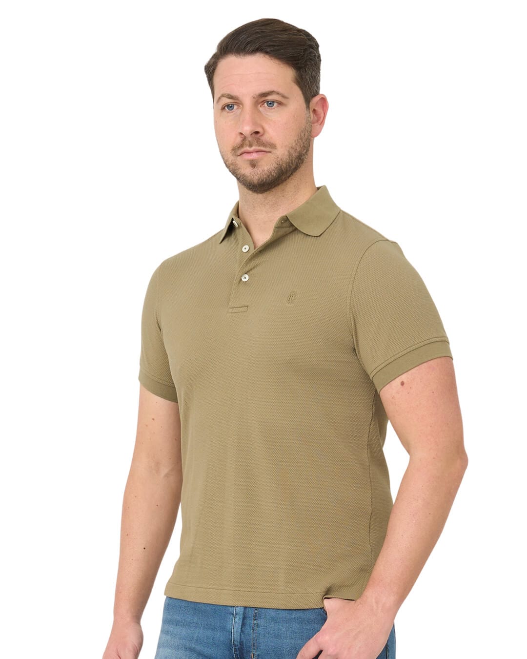 Gagliardi Polo Shirts Gagliardi Olive Popcorn Texture Polo Shirt