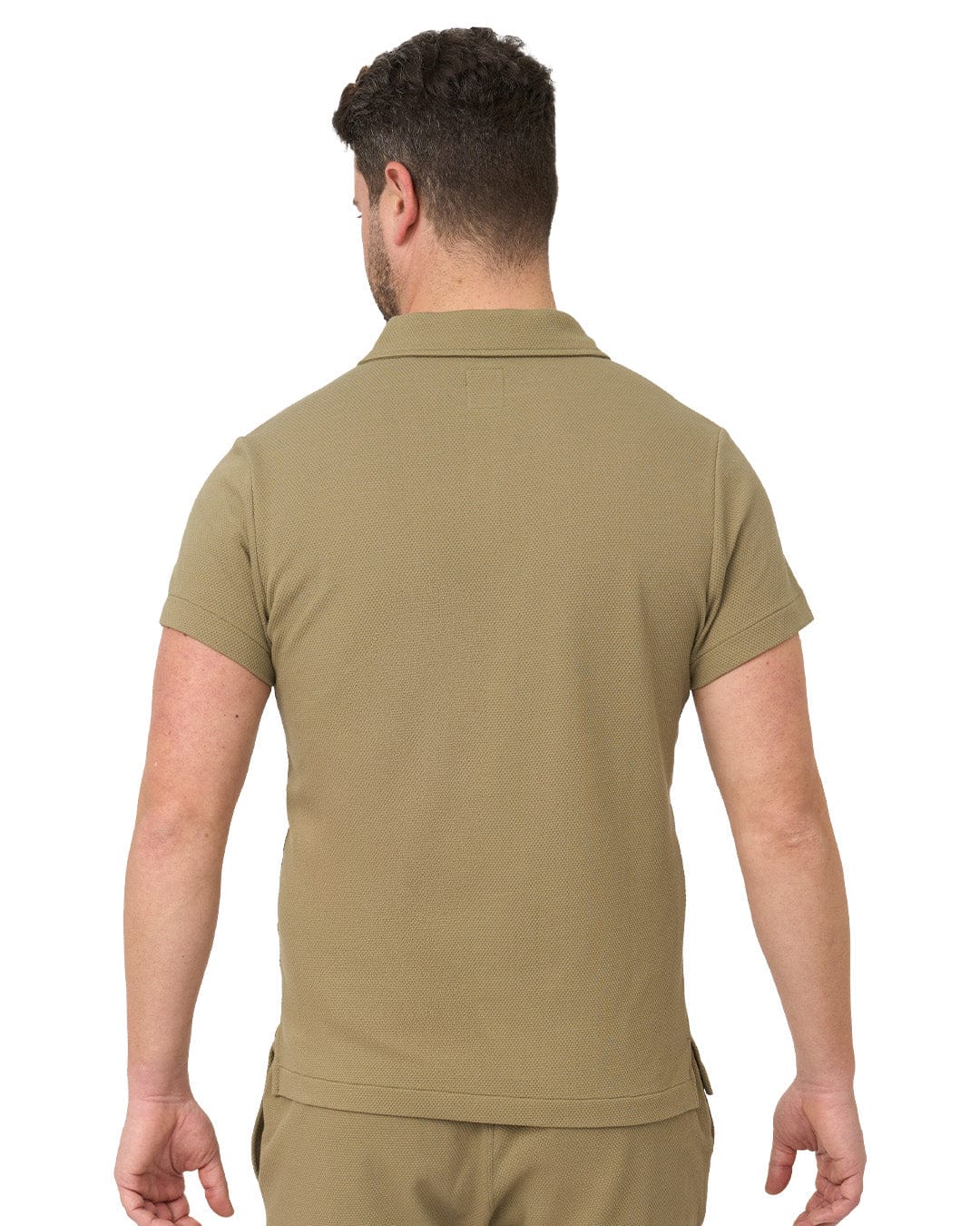 Gagliardi Polo Shirts Gagliardi Olive Resort Collar Popcorn Texture Polo Shirt