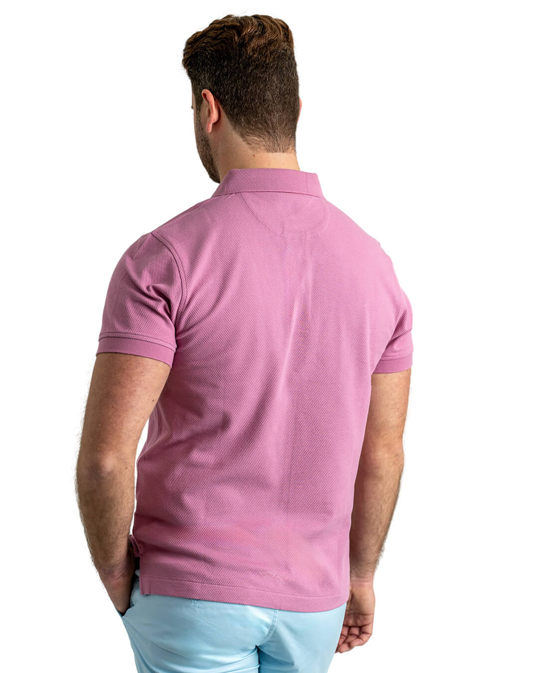 Gagliardi Polo Shirts Gagliardi Pink Popcorn Texture Polo Shirt