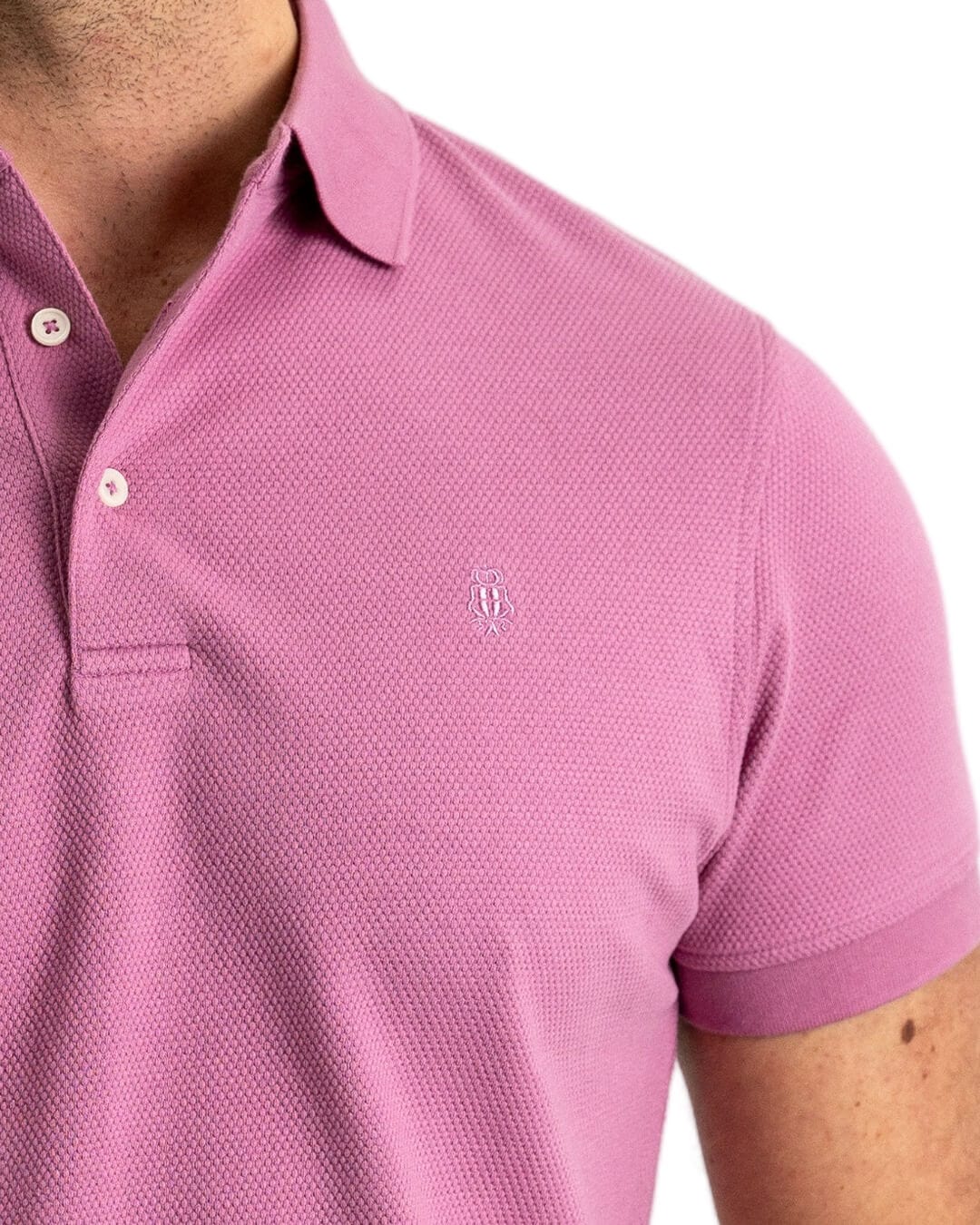 Gagliardi Polo Shirts Gagliardi Pink Popcorn Texture Polo Shirt